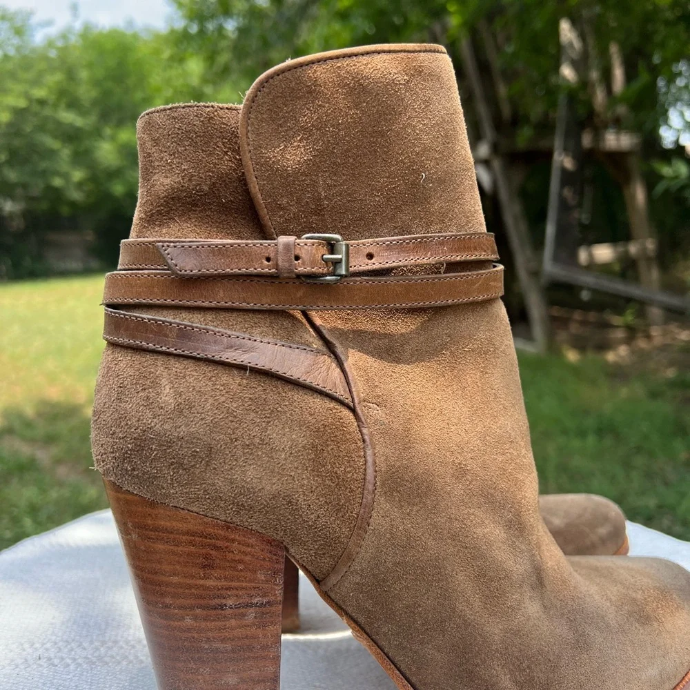 Allsaints Brown Suede Heeled Ankle Boots Size 40 9.5